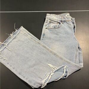 RSQ Blue Low Rise Baggy Jeans with Vintage Distressing
